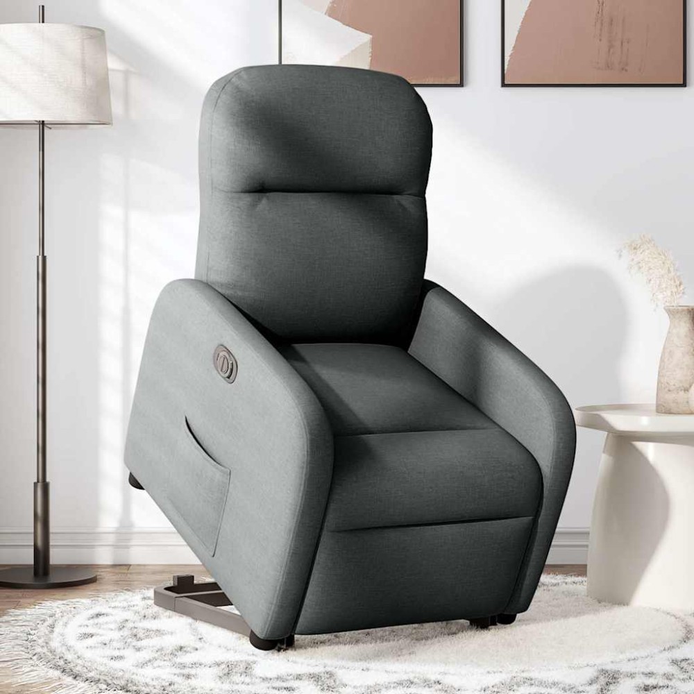 vidaXL Fotoliu electric rabatabil cu ridicare, gri închis, textil