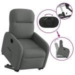 vidaXL Fotoliu electric rabatabil cu ridicare, gri închis, textil