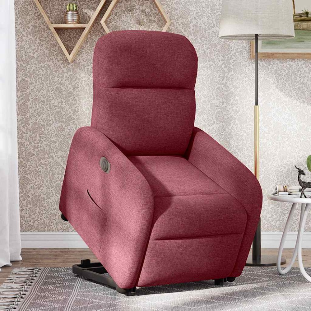 vidaXL Fotoliu electric rabatabil cu ridicare, roșu vin, textil