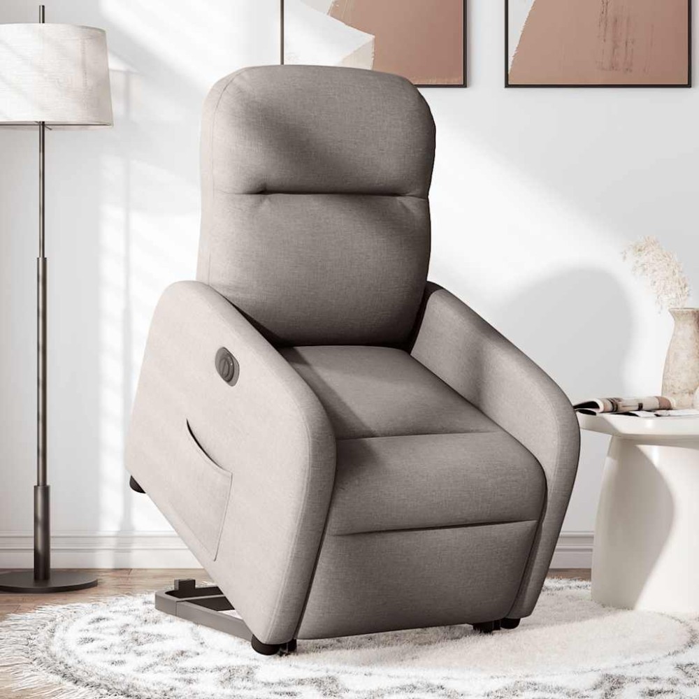 vidaXL Fotoliu electric rabatabil cu ridicare, gri taupe, textil