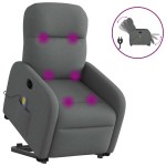 vidaXL Fotoliu electric masaj rabatabil cu ridicare, gri închis textil