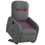 vidaXL Fotoliu electric masaj rabatabil cu ridicare, gri închis textil