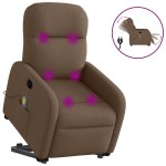vidaXL Fotoliu electric de masaj rabatabil cu ridicare, maro, textil
