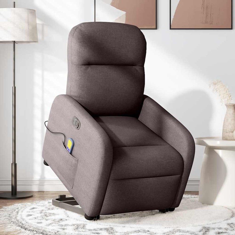 vidaXL Fotoliu electric masaj rabatabil cu ridicare maro închis textil