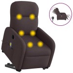 vidaXL Fotoliu electric masaj rabatabil cu ridicare maro închis textil vidaXL Fotoliu electric masaj rabatabil cu ridicare maro închis textil