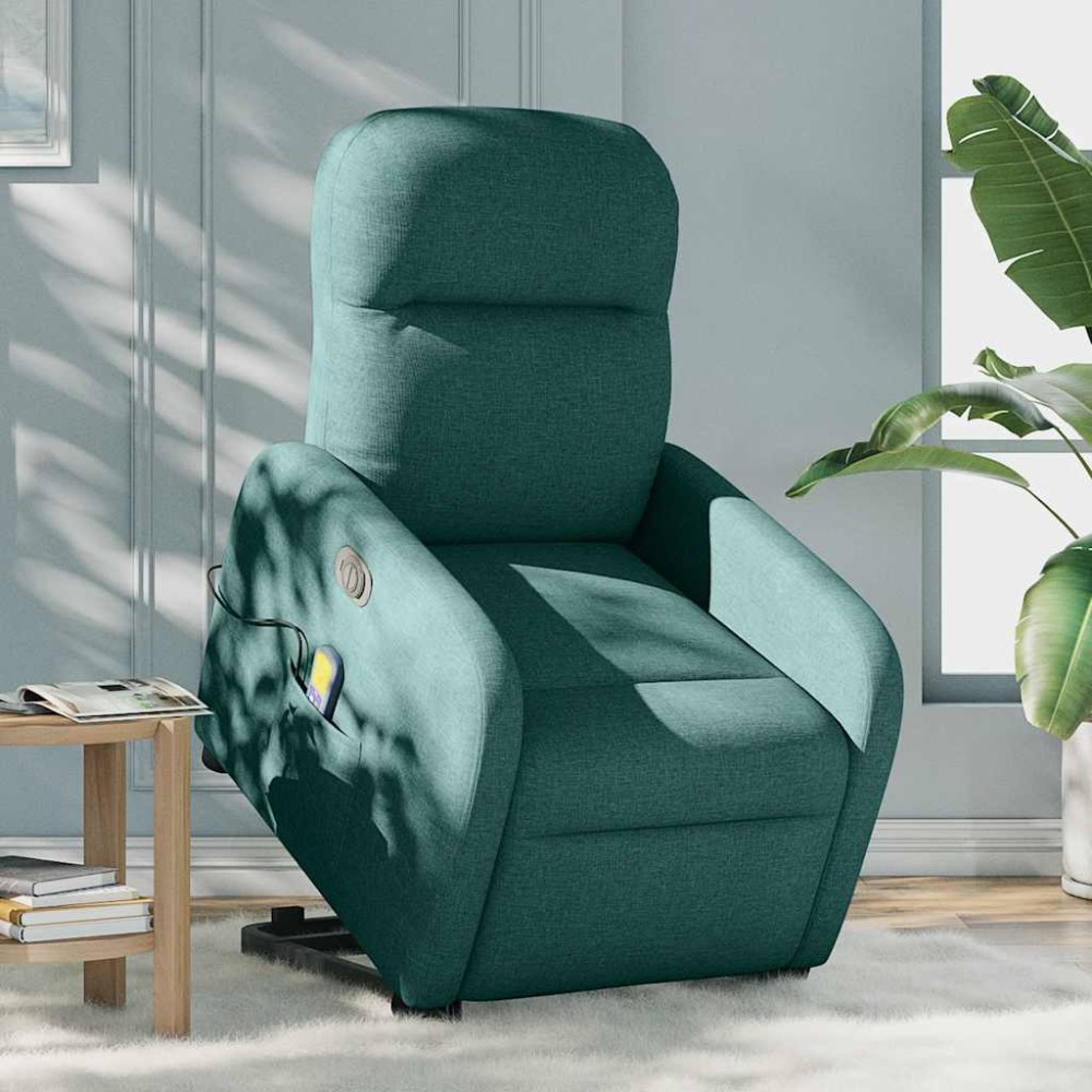 vidaXL Fotoliu electric masaj rabatabil / ridicare verde închis textil