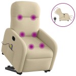 vidaXL Fotoliu electric de masaj rabatabil cu ridicare, crem, textil vidaXL Fotoliu electric de masaj rabatabil cu ridicare, crem, textil
