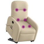 vidaXL Fotoliu electric de masaj rabatabil cu ridicare, crem, textil vidaXL Fotoliu electric de masaj rabatabil cu ridicare, crem, textil