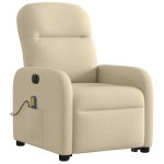 vidaXL Fotoliu electric de masaj rabatabil cu ridicare, crem, textil vidaXL Fotoliu electric de masaj rabatabil cu ridicare, crem, textil