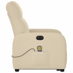 vidaXL Fotoliu electric de masaj rabatabil cu ridicare, crem, textil vidaXL Fotoliu electric de masaj rabatabil cu ridicare, crem, textil