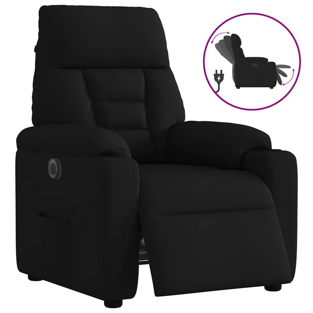 vidaXL Fotoliu rabatabil electric, negru, material textil