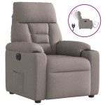 vidaXL Fotoliu rabatabil electric, gri taupe, material textil