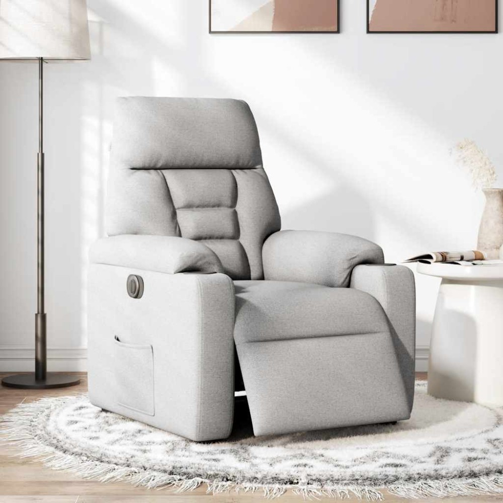vidaXL Scaun reclinabil electric Cloud Grey Fabric