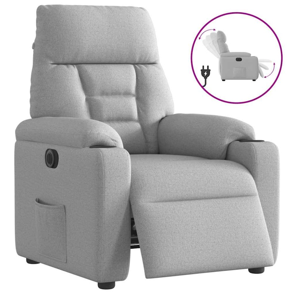 vidaXL Scaun reclinabil electric Cloud Grey Fabric