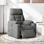 vidaXL Fotoliu electric de masaj rabatabil, gri închis, textil