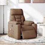vidaXL Fotoliu electric de masaj rabatabil, maro, textil