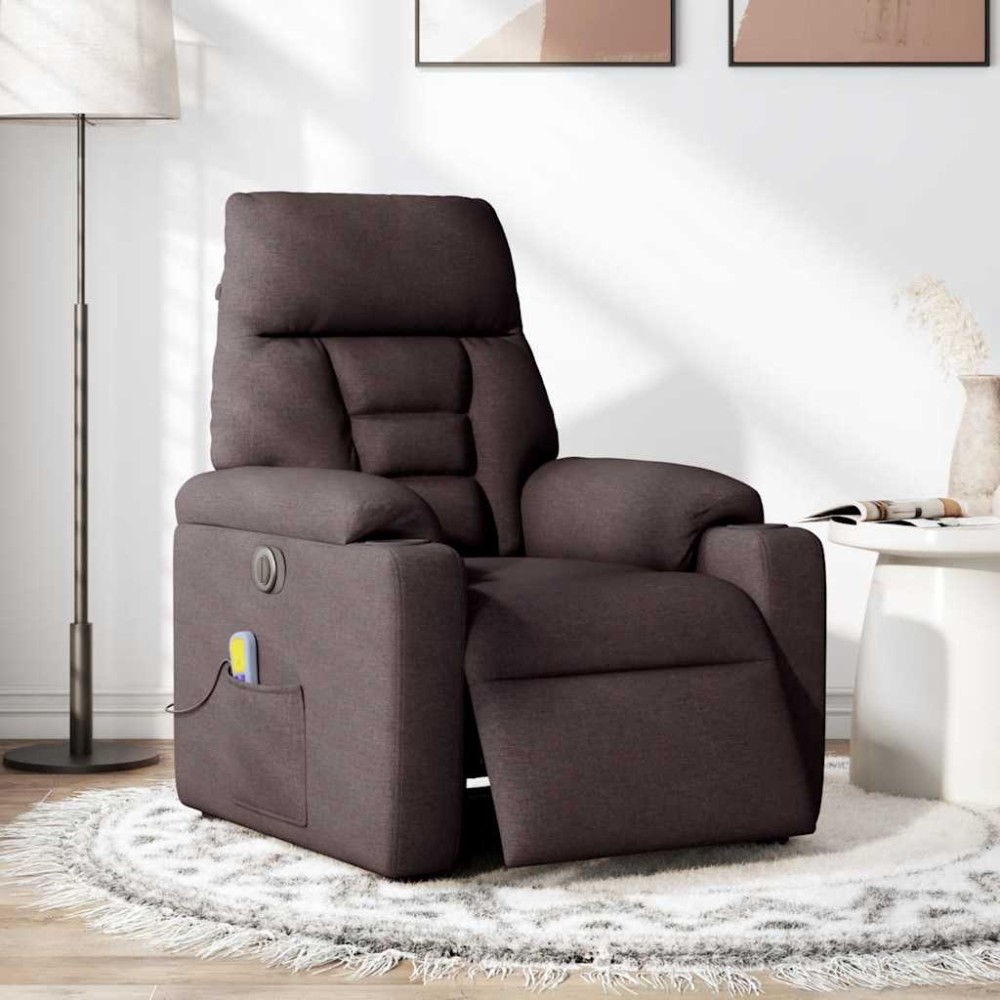 vidaXL Fotoliu electric de masaj rabatabil, maro închis, textil