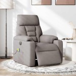 vidaXL Fotoliu electric de masaj rabatabil, gri taupe, textil