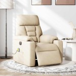 vidaXL Fotoliu electric de masaj rabatabil, crem, textil