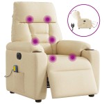 vidaXL Fotoliu electric de masaj rabatabil, crem, textil