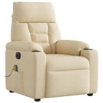 vidaXL Fotoliu electric de masaj rabatabil, crem, textil