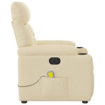 vidaXL Fotoliu electric de masaj rabatabil, crem, textil