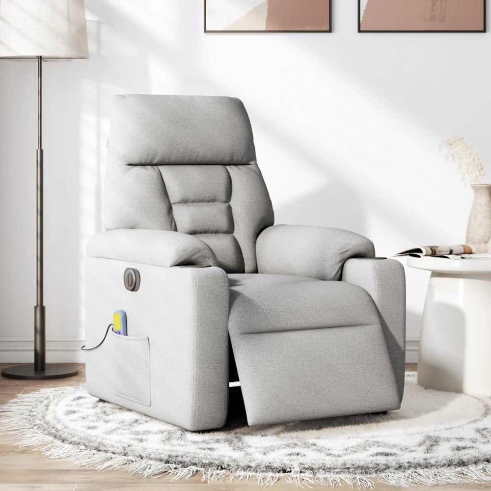 vidaXL Scaun reclinabil electric pentru masaj Cloud Grey Fabric