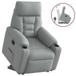 vidaXL Fotoliu rabatabil cu ridicare, gri deschis, material textil