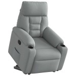 vidaXL Fotoliu rabatabil cu ridicare, gri deschis, material textil