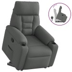 vidaXL Fotoliu rabatabil cu ridicare pe verticală, gri închis, textil vidaXL Fotoliu rabatabil cu ridicare pe verticală, gri închis, textil