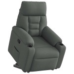 vidaXL Fotoliu rabatabil cu ridicare pe verticală, gri închis, textil vidaXL Fotoliu rabatabil cu ridicare pe verticală, gri închis, textil