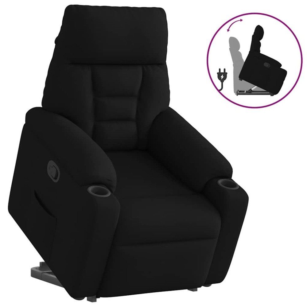 vidaXL Fotoliu rabatabil cu ridicare pe verticală, negru, textil