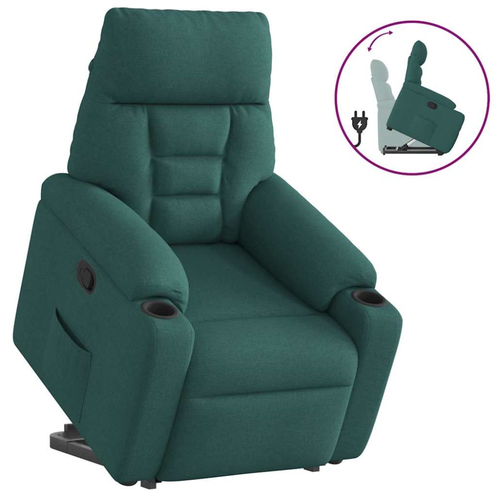 vidaXL Fotoliu rabatabil ridicare pe verticală, verde închis, textil