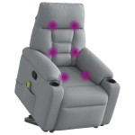 vidaXL Fotoliu de masaj rabatabil cu ridicare, gri deschis, textil