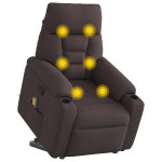vidaXL Fotoliu rabatabil de masaj, cu ridicare, maro închis, textil