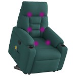 vidaXL Fotoliu rabatabil de masaj, cu ridicare, verde închis, textil