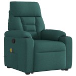 vidaXL Fotoliu rabatabil de masaj, cu ridicare, verde închis, textil
