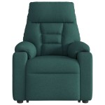 vidaXL Fotoliu rabatabil de masaj, cu ridicare, verde închis, textil