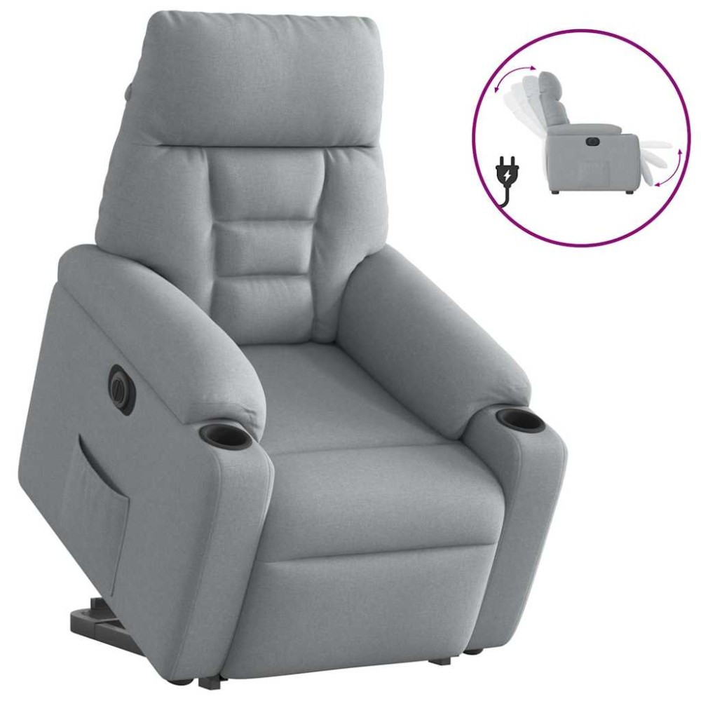 vidaXL Fotoliu electric rabatabil cu ridicare, gri deschis, textil