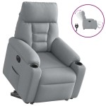 vidaXL Fotoliu electric rabatabil cu ridicare, gri deschis, textil