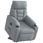 vidaXL Fotoliu electric rabatabil cu ridicare, gri deschis, textil