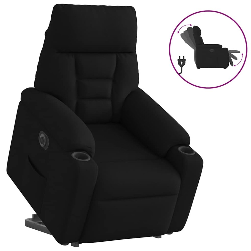 vidaXL Fotoliu electric rabatabil cu ridicare, negru, textil