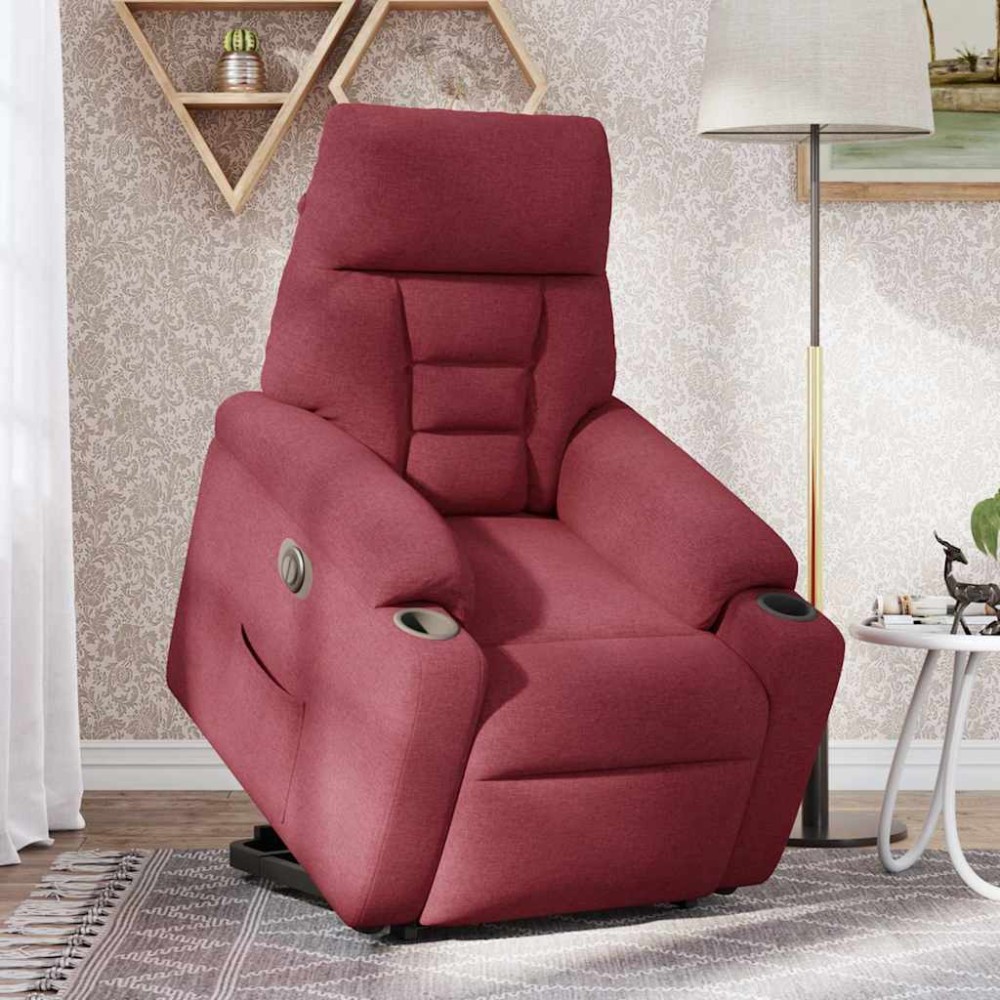 vidaXL Fotoliu electric rabatabil cu ridicare, roșu vin, textil