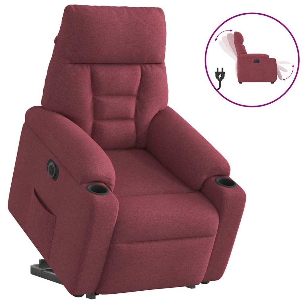 vidaXL Fotoliu electric rabatabil cu ridicare, roșu vin, textil