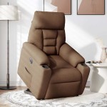 vidaXL Fotoliu electric rabatabil cu ridicare, maro, textil