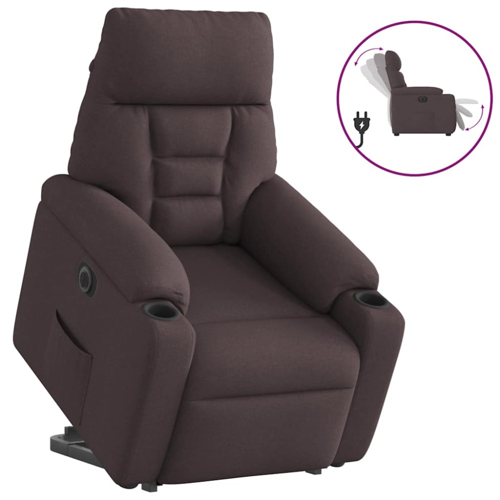 vidaXL Fotoliu electric rabatabil cu ridicare, maro închis, textil