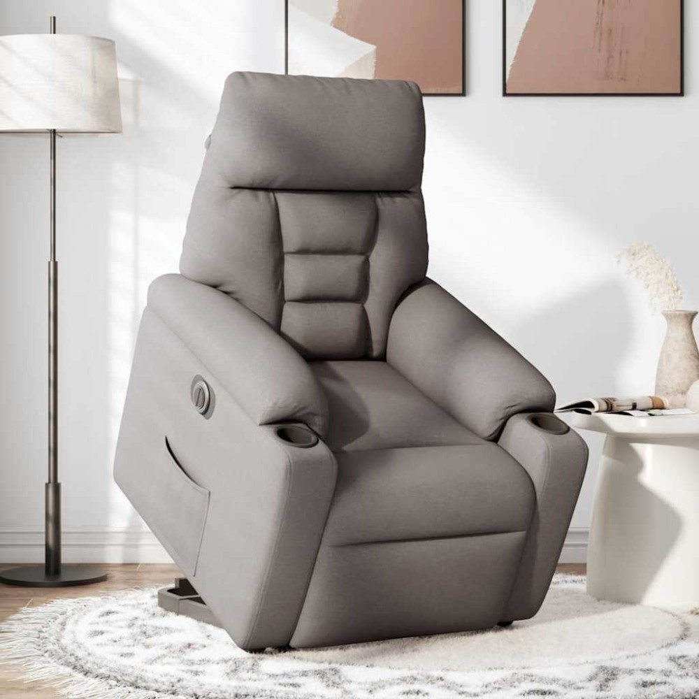 vidaXL Fotoliu electric rabatabil cu ridicare, gri taupe, textil