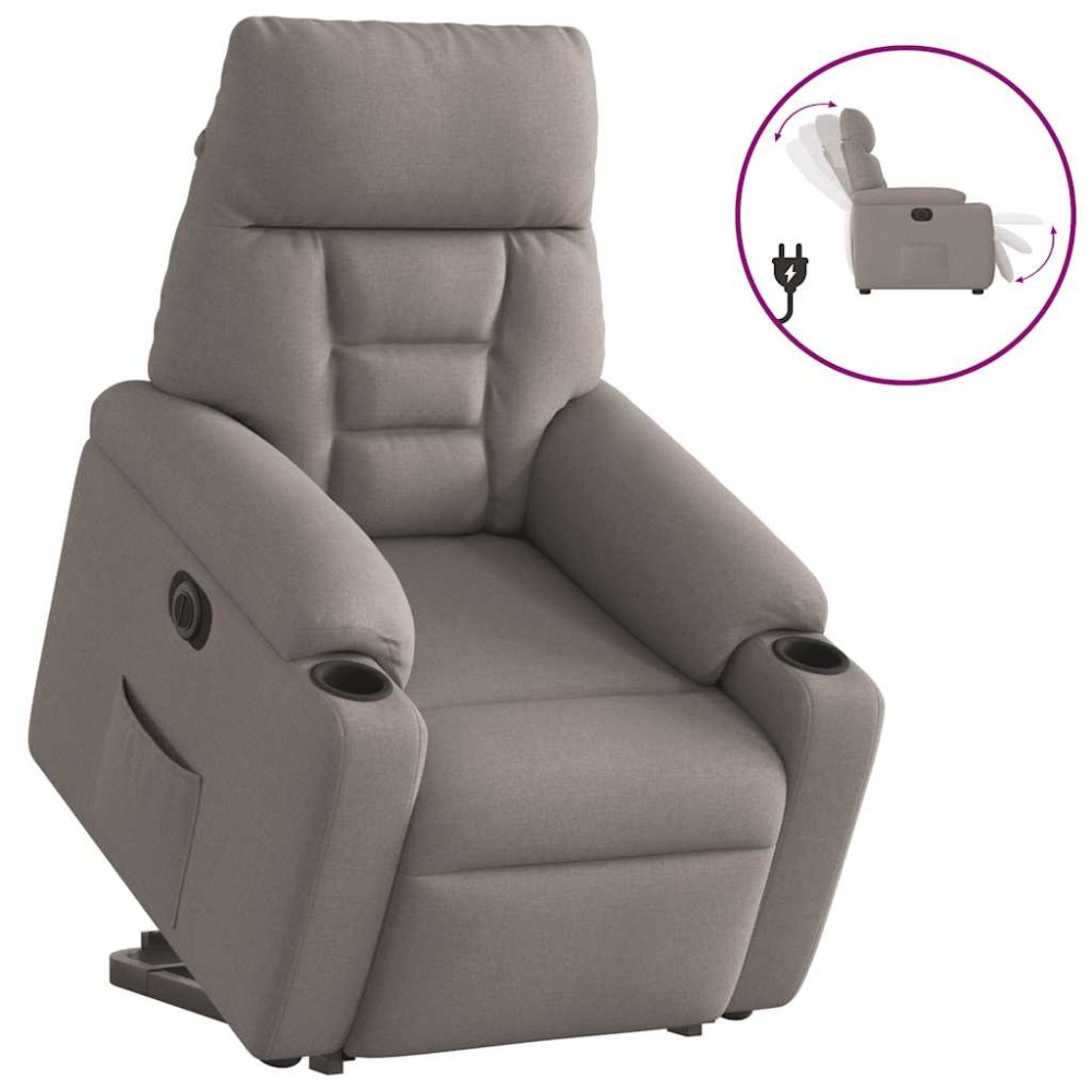 vidaXL Fotoliu electric rabatabil cu ridicare, gri taupe, textil