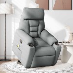 vidaXL Fotoliu electric masaj rabatabil cu ridicare, gri închis textil