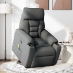 vidaXL Fotoliu electric masaj rabatabil cu ridicare, gri închis textil